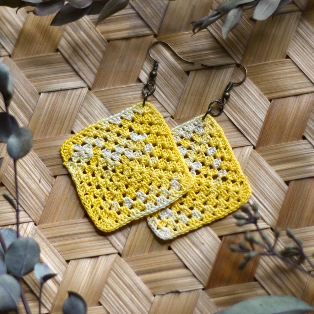 Yellow Boho Crochet Earrings